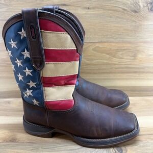 DURANGO Western 12" Flag American Boots Mens 8.5 D Brown Leather Rebel